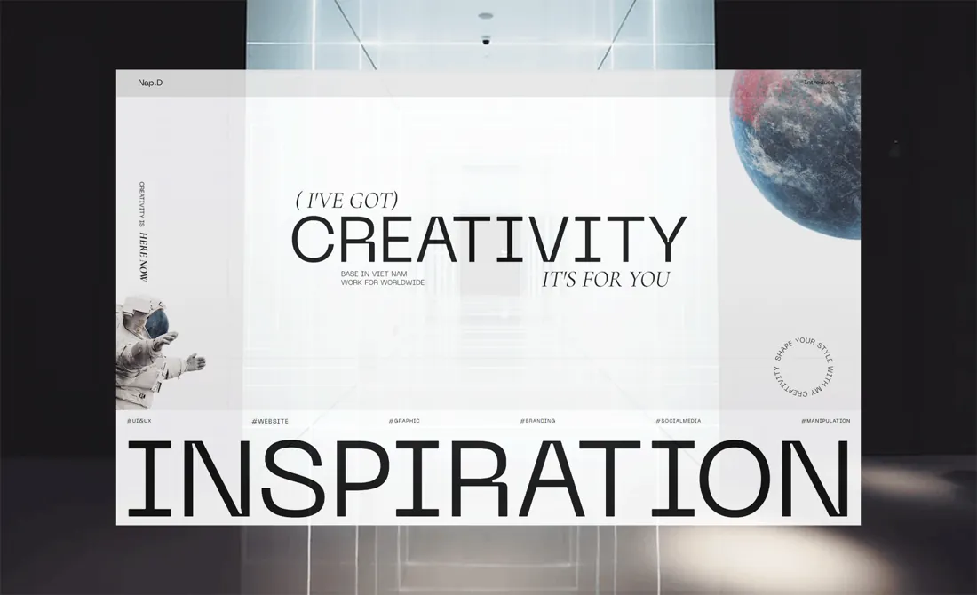 Website hero reading Creativity, Inspiration
